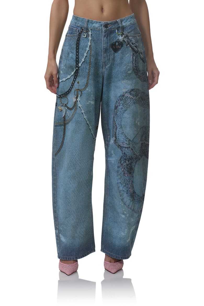 Walker Barrel Leg Jeans, Main, color, GRUNGE PAINT