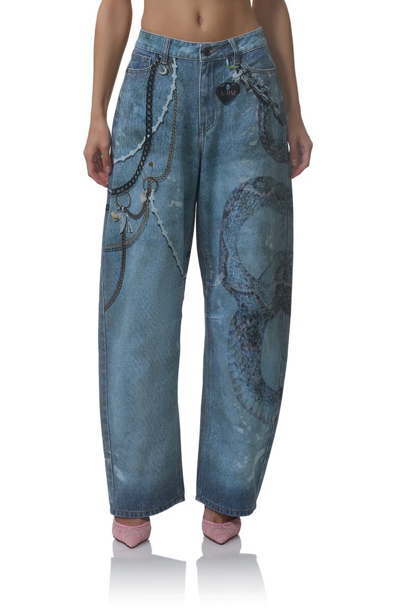 AFRM Walker Barrel Leg Jeans, Main, color, Grunge Paint