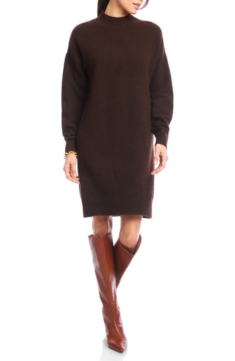 Mock Neck Long Sleeve Sweater Dress