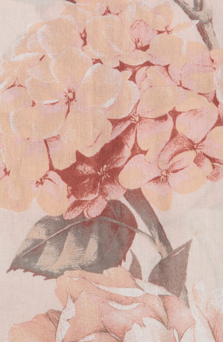 Nine West Painterly Blooms Gauze Square Scarf, Alternate, color, Ivory Neutral