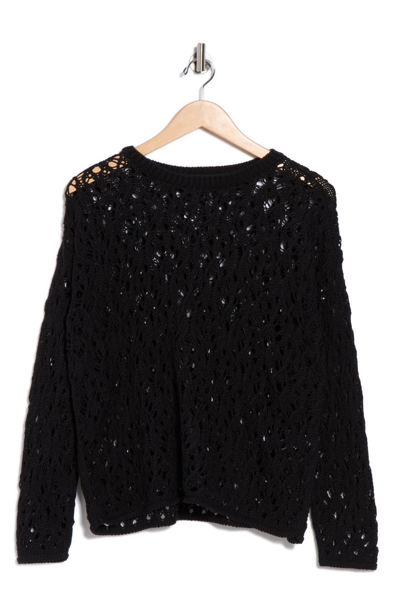 Eileen Fisher Crewneck Organic Cotton Sweater, Alternate, color, Black