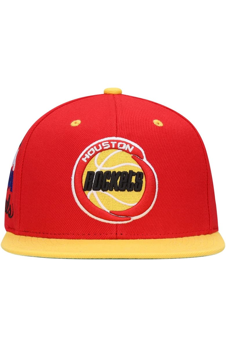 Mitchell & Ness Men's Mitchell & Ness Red/Yellow Houston Rockets Hardwood Classics 1994 NBA Finals XL Patch Snapback Hat, Alternate, color, 