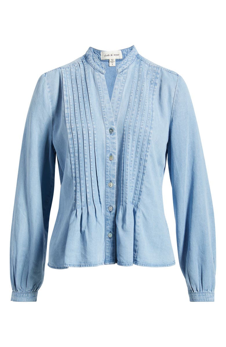 Cloth & Stone Pintuck Chambray Button-Up Shirt, Alternate, color, Beach Blue Wash