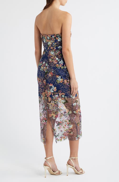 Sam Edelman Floral Sequin Strapless Midi Dress In Multi