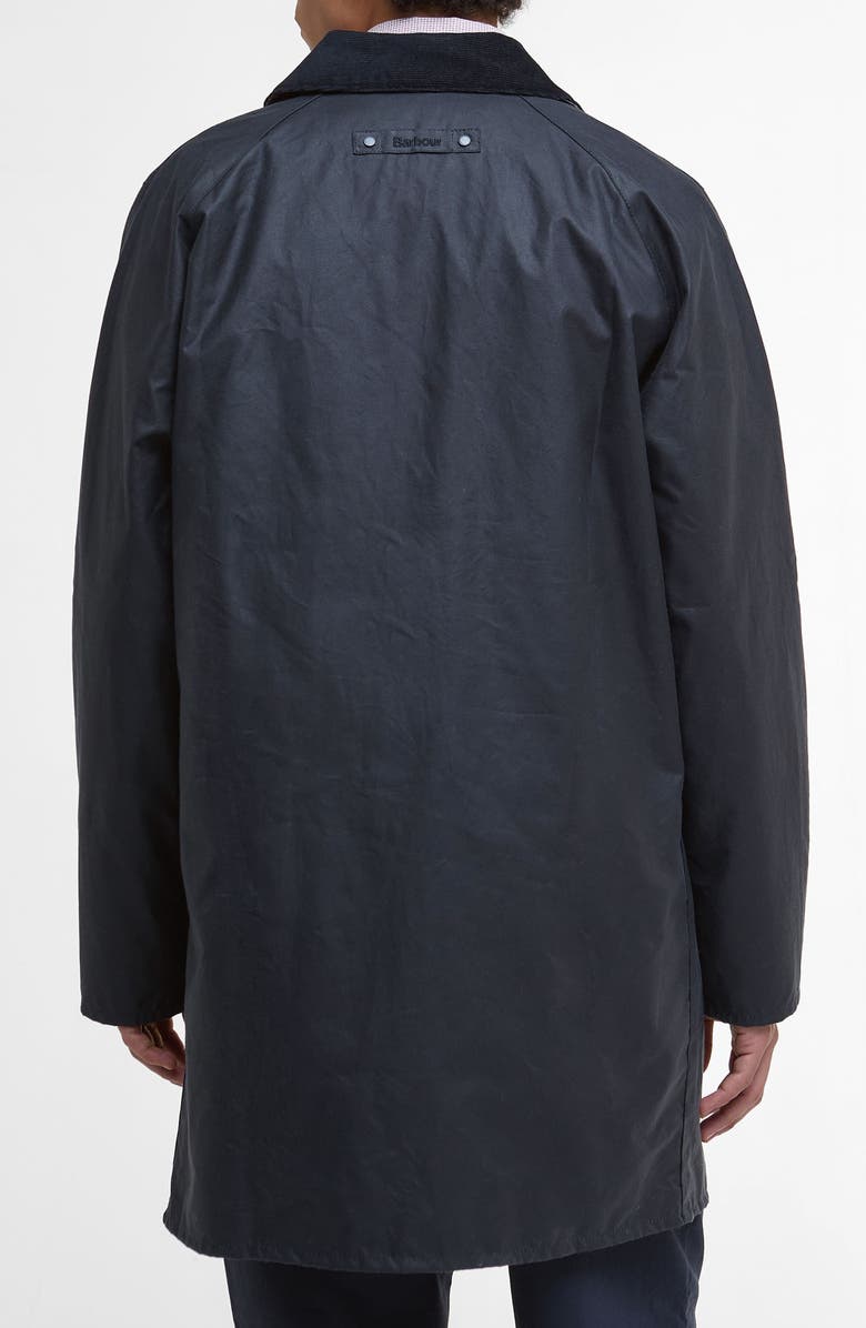 Barbour Lorden Waxed Mac Jacket, Alternate, color, Navy