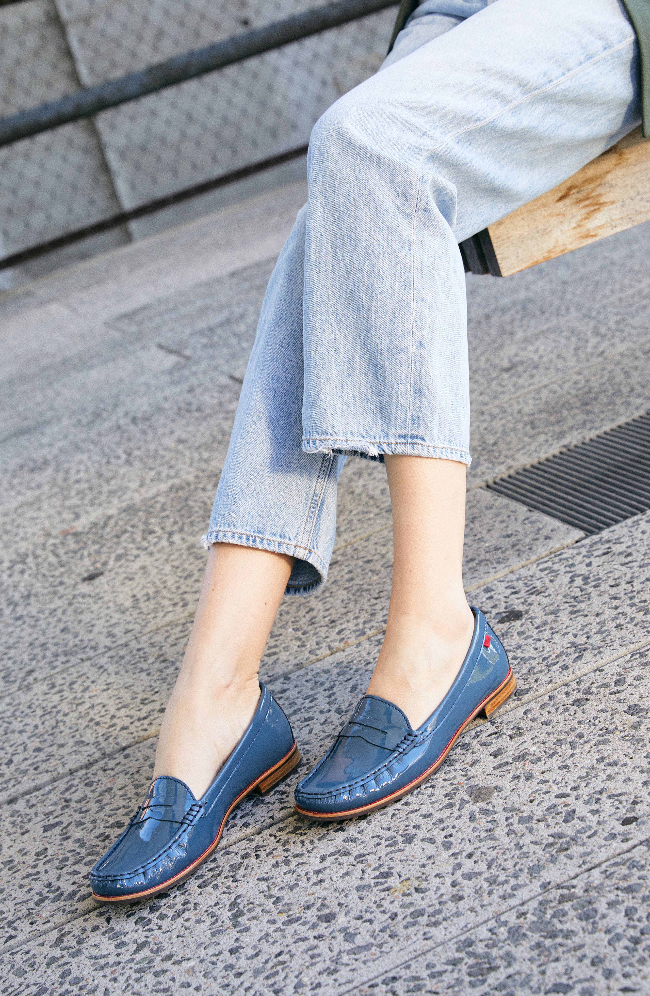 East Village Penny Loafer, Alternate, color, ATLANTIC BLUE SOFT PATENT
