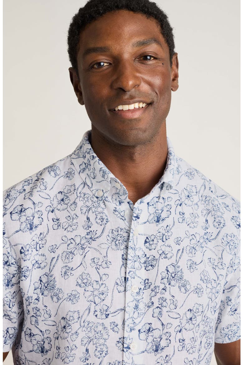 Riviera Slim Fit Floral Short Sleeve Linen Button-Down Shirt, Alternate, color, SHADOW FLORAL