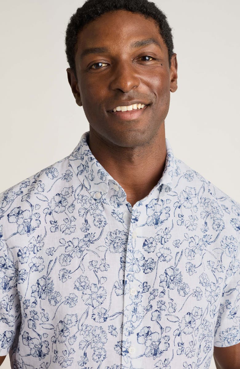 Bonobos Riviera Slim Fit Floral Short Sleeve Linen Button-Down Shirt, Alternate, color, Shadow Floral