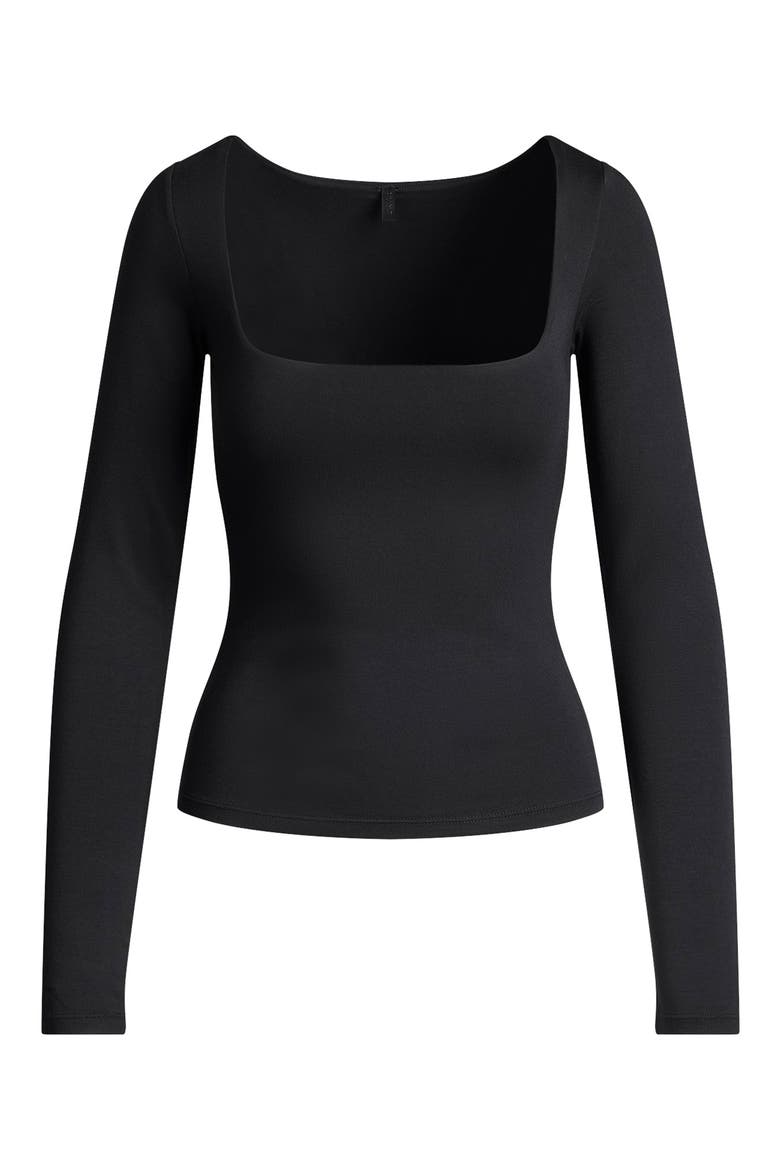Smooth Layers Square Neck Long Sleeve Top, Alternate, color, OBSIDIAN
