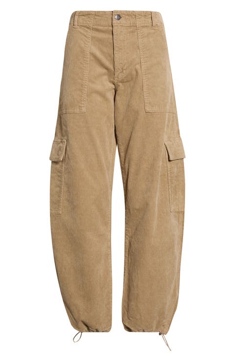 Honor High Waist Drawcord Hem Corduroy Cargo Pants