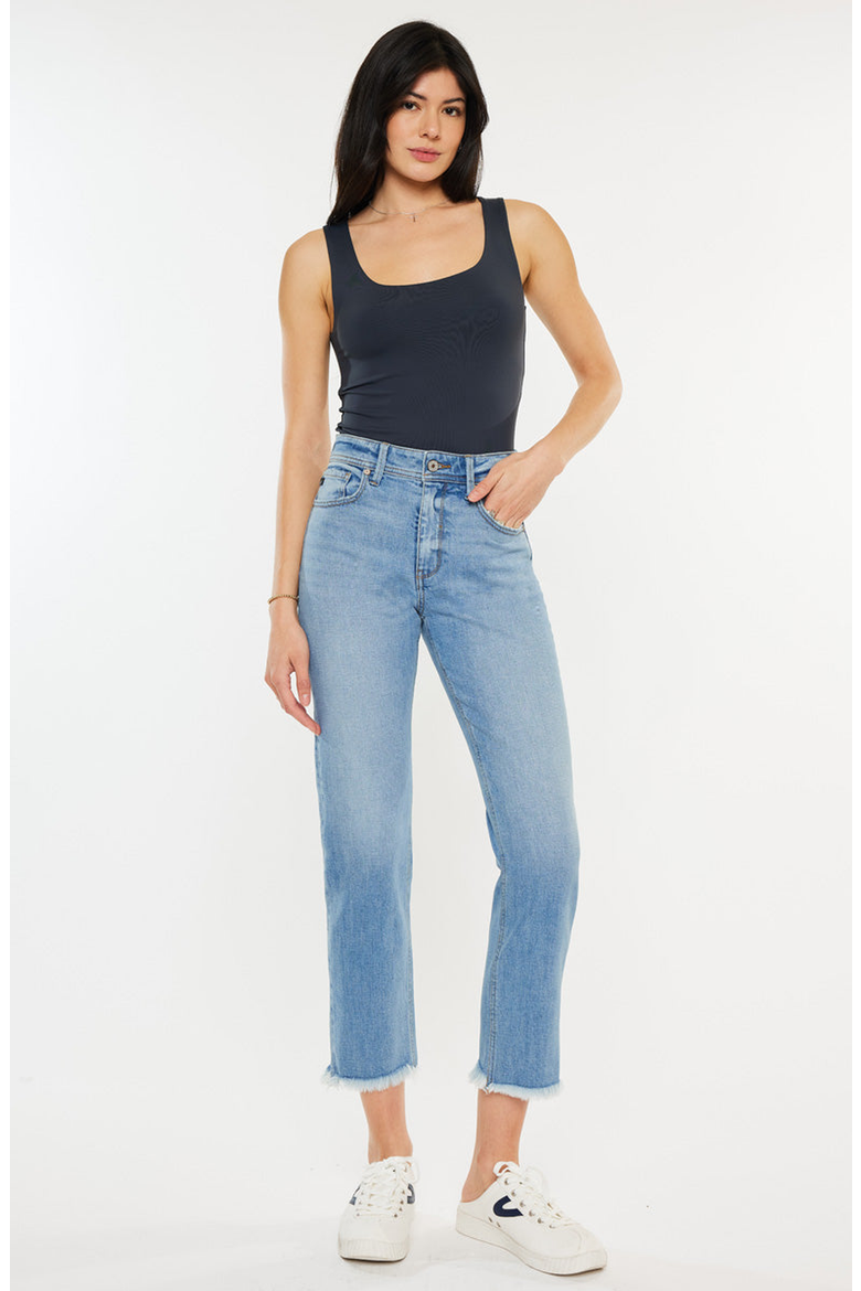 Nancy Essentials High Rise Slim Straight Leg Jeans, Alternate, color, Medium Light Wash