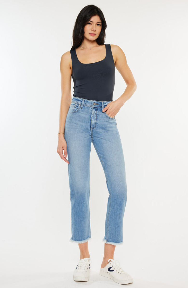 KanCan Nancy Essentials High Rise Slim Straight Leg Jeans, Alternate, color, Medium Light Wash