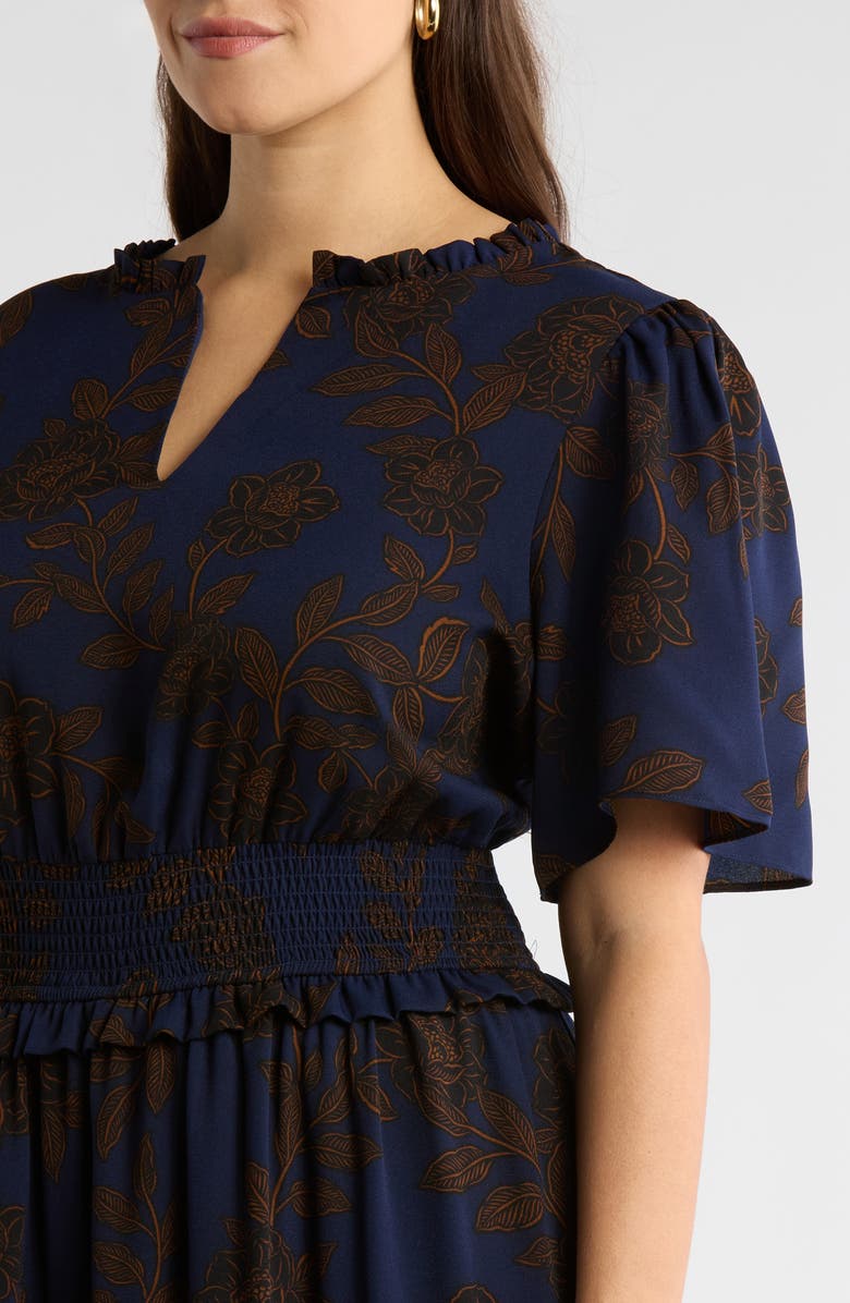 SUGARLIPS Tolleson Floral Print Maxi Dress, Alternate, color, Brown-Blue