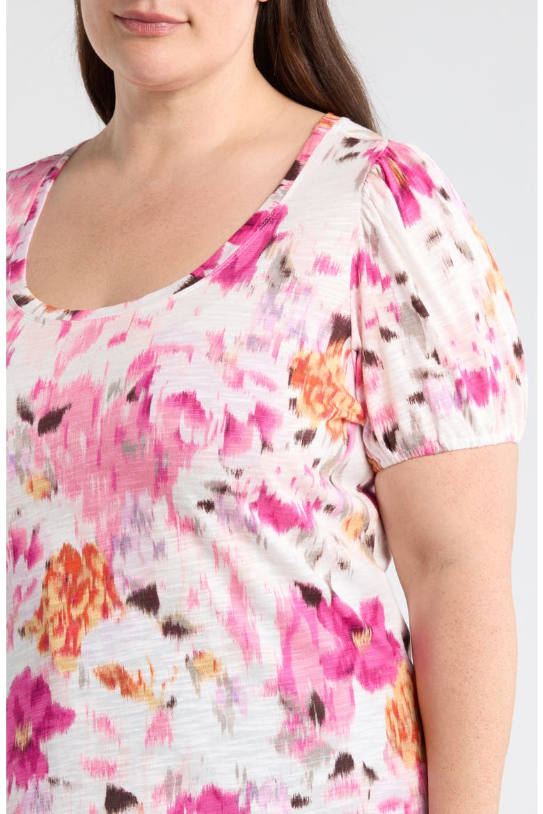 Floral Puff Sleeve T-Shirt, Alternate, color, PINK MULTI FLORAL