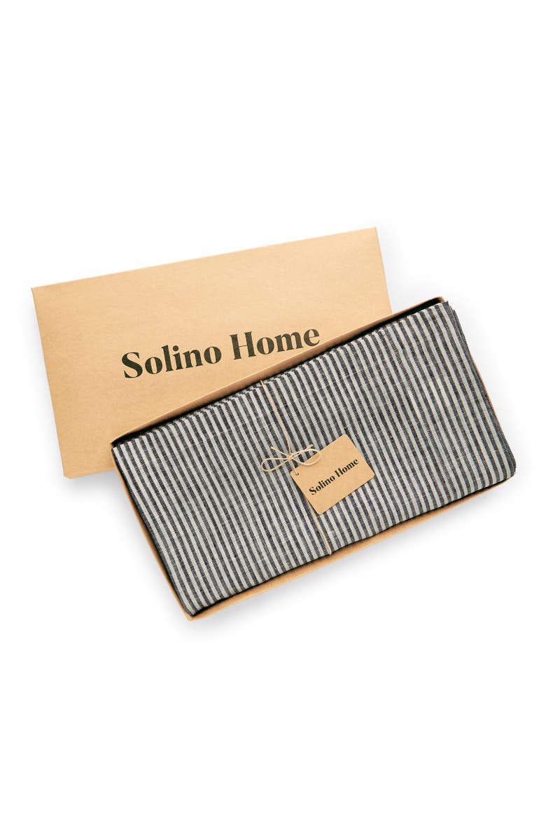 Solino Home Linen Tablecloth - Narrow Stripe, Alternate, color, Black And White