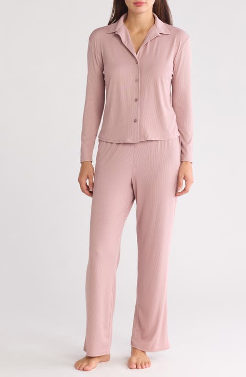 Double Sided Rib Long Sleeve Knit Pajamas