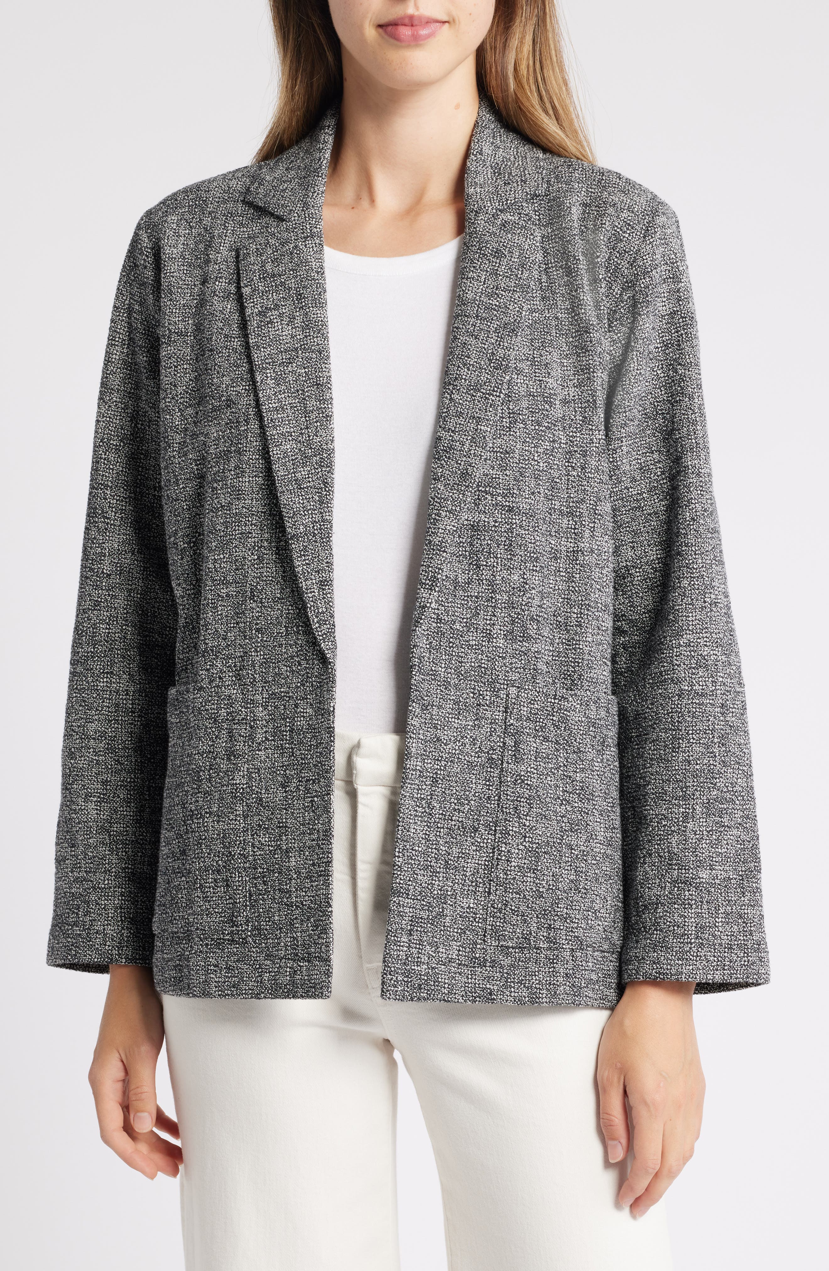 Eileen Fisher Stretch Organic Cotton Longline Blazer