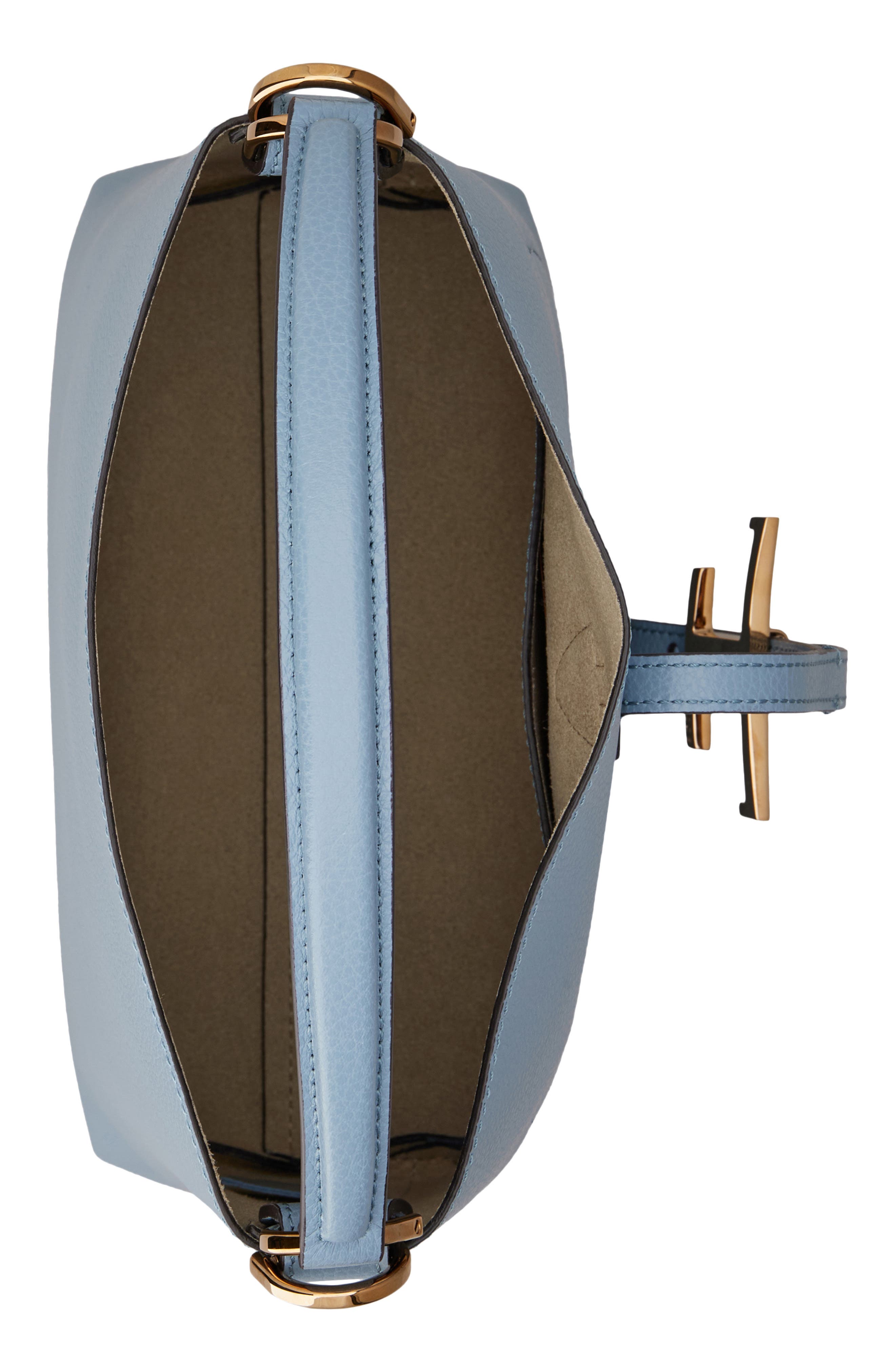 Tod's T Timeless Leather Bucket Bag, Alternate, color, Carta Zucc. Chiaro