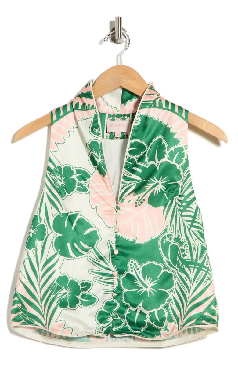 CIEBON Aurel Collared Top, Alternate, color, Green Orange