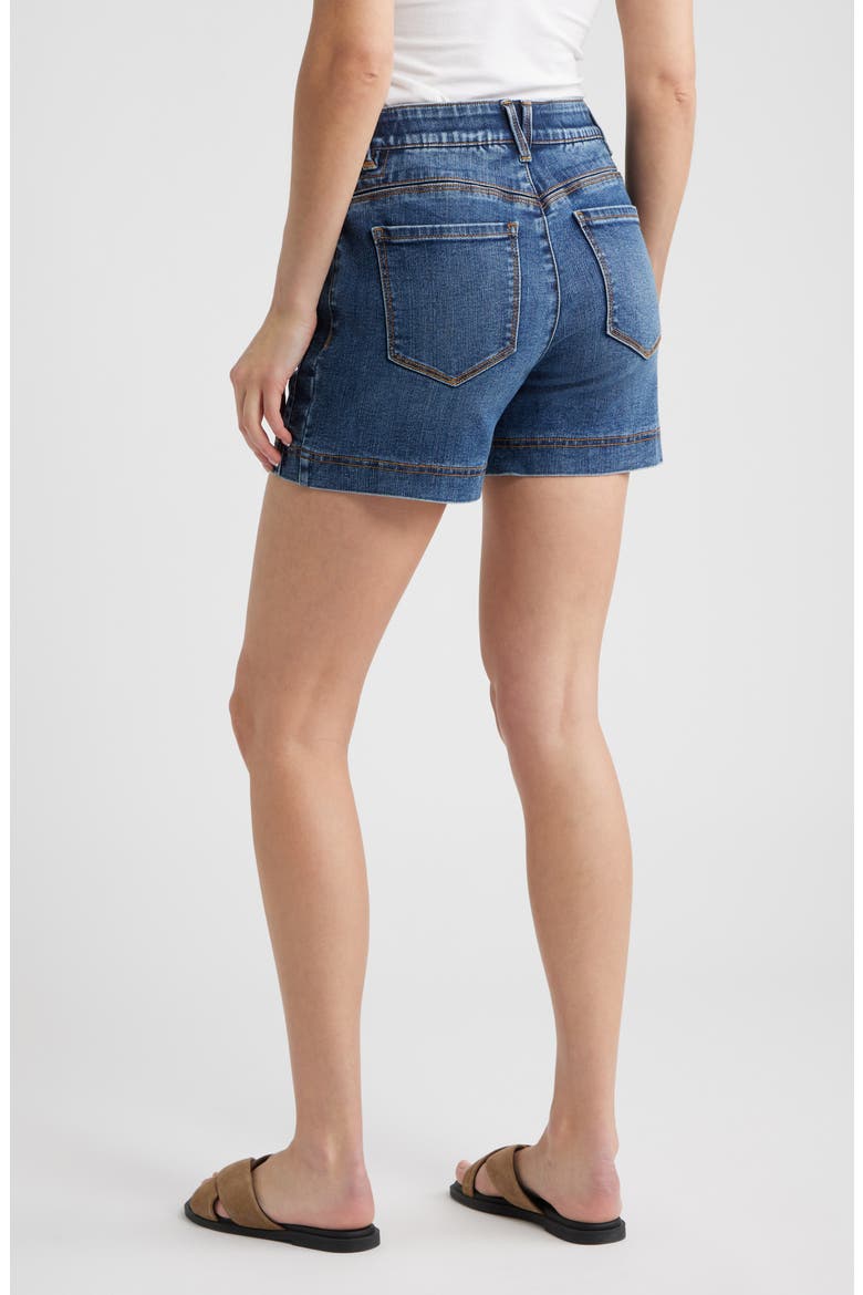 Gracie High Waist Cotton Blend Denim Shorts, Alternate, color, MID BLUE