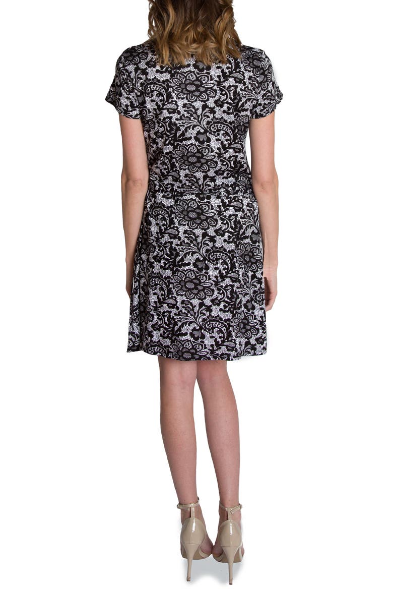 'Chic' Cowl Neck Nursing Dress, Alternate, color, BLACK/ WHITE LACE