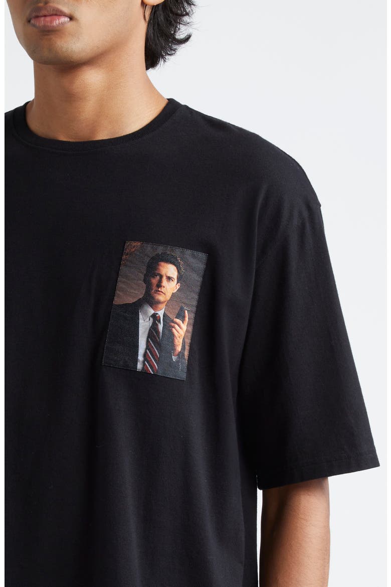 'Twin Peaks' Oversize Cotton Graphic T-Shirt, Alternate, color, BLACK