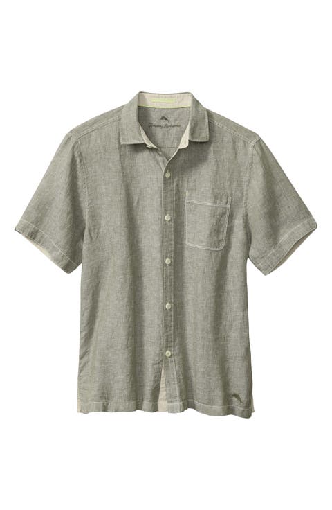Paradise Breezer Short Sleeve Linen Button-Up Shirt