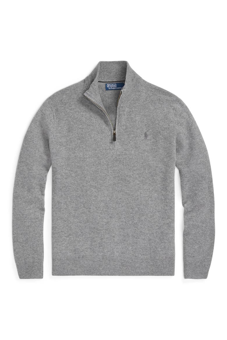 Regular Fit Wool Quarter Zip Sweater, Alternate, color, FAWN GREY HEATHER
