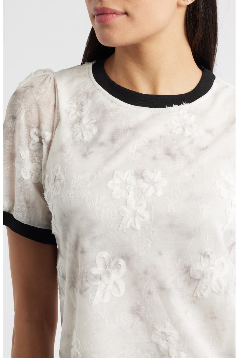 Beatrice Floral Appliqué T-Shirt, Alternate, color, BEIGE