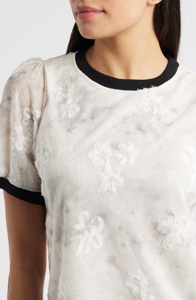 NIKKI LUND Beatrice Floral Appliqué T-Shirt, Alternate, color, Beige