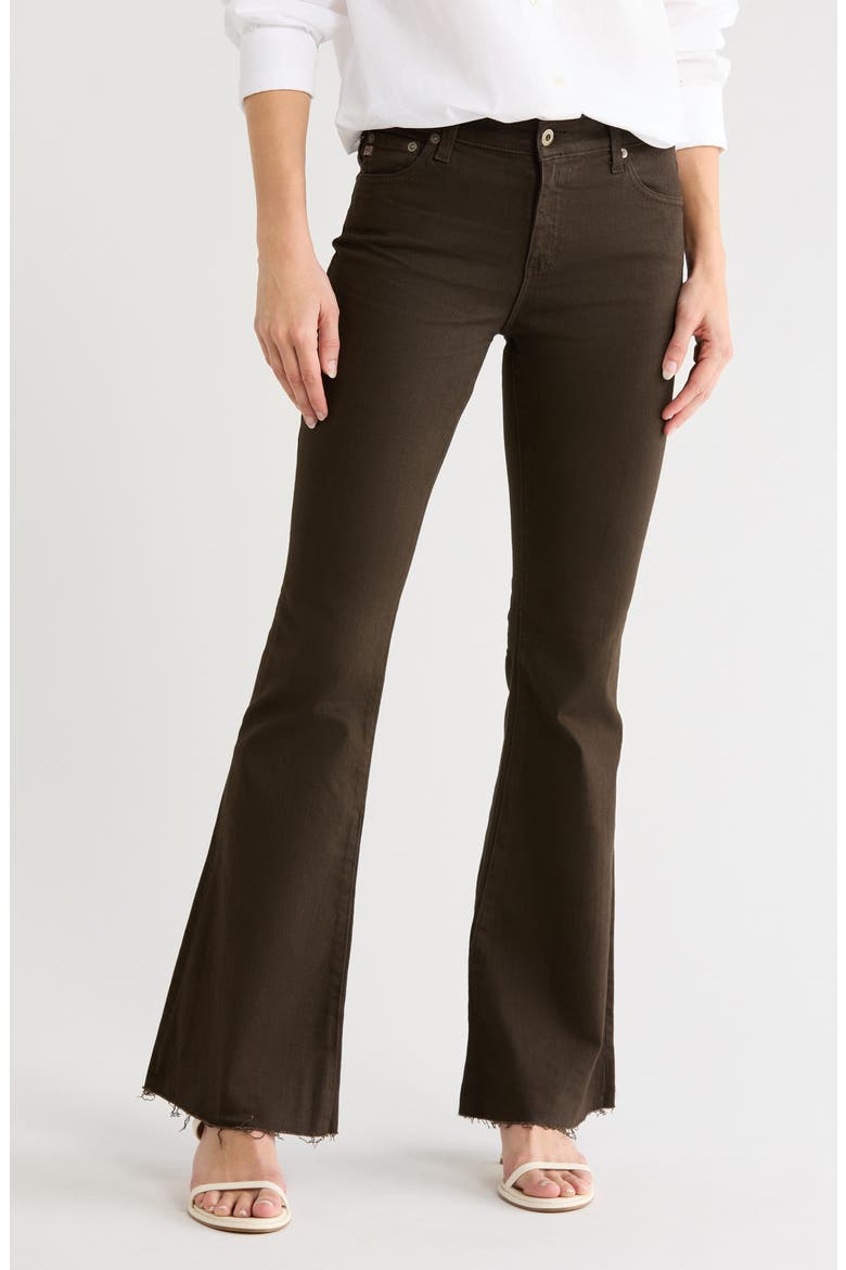 Angeline Mid Rise Flare Jeans, Main, color, 1 YEAR SULFUR STONE BROWN