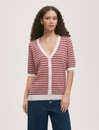 Finery London Willa Short Sleeve Striped Cardigan
