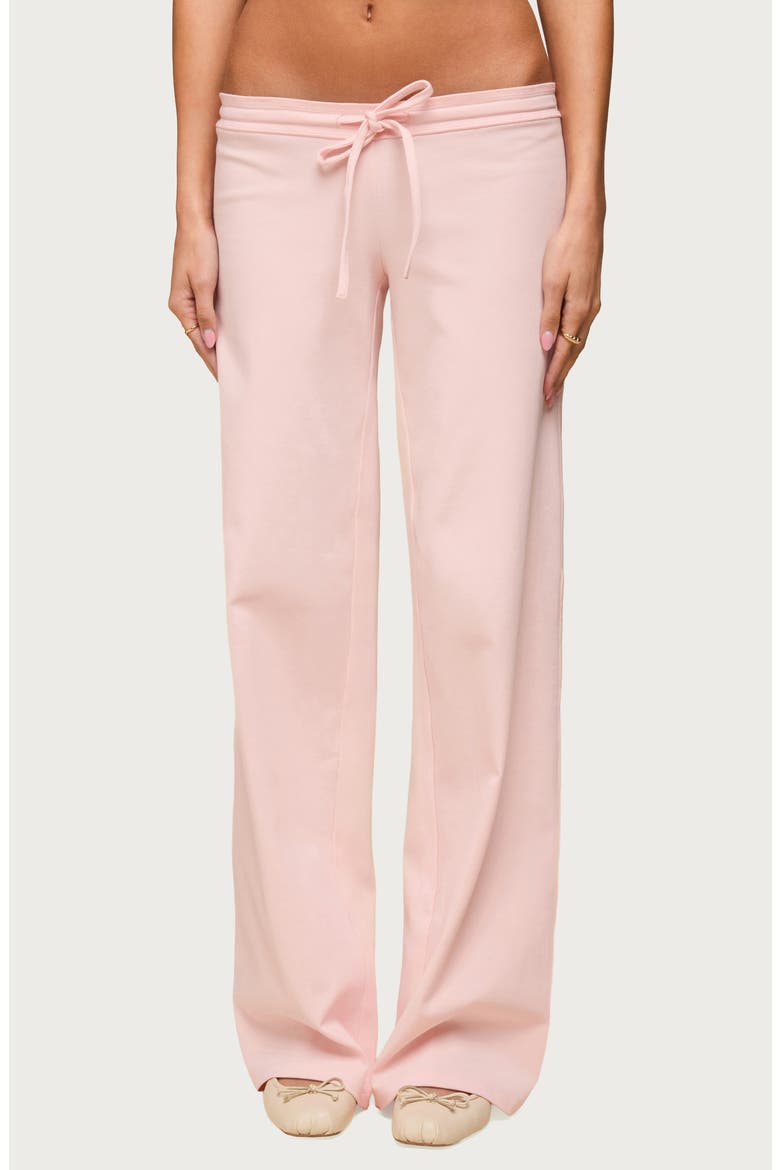 Claudia Stretch Cotton Straight Leg Drawstring Pants, Main, color, LIGHT-PINK