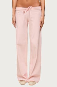 EDIKTED Claudia Stretch Cotton Straight Leg Drawstring Pants