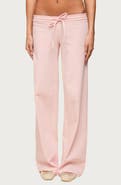 EDIKTED Claudia Stretch Cotton Straight Leg Drawstring Pants