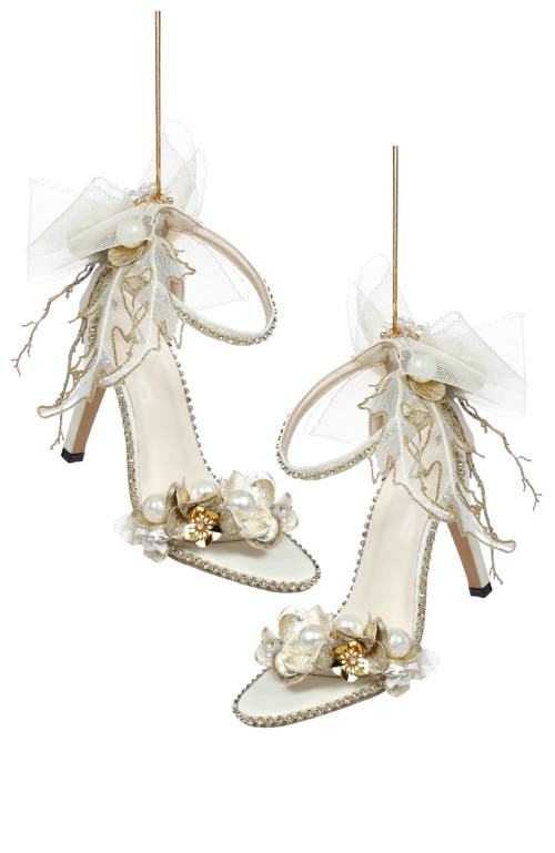 Mark Roberts Ivory Shoe With Diamond Strap Ornament, Set Of 2 In Multi