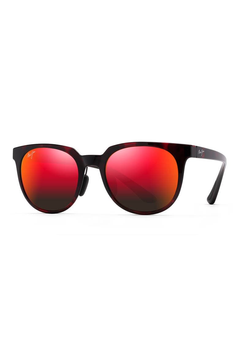 Wailua 49mm Small PolarizedPlus2® Round Sunglasses, Alternate, color, RED BLACK TORTOISE