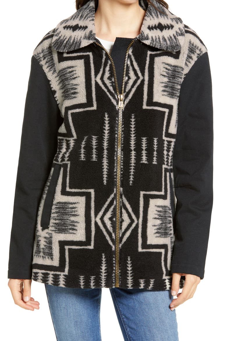 Pueblo Mixed Media Coat, Alternate, color, IVORY HARDING