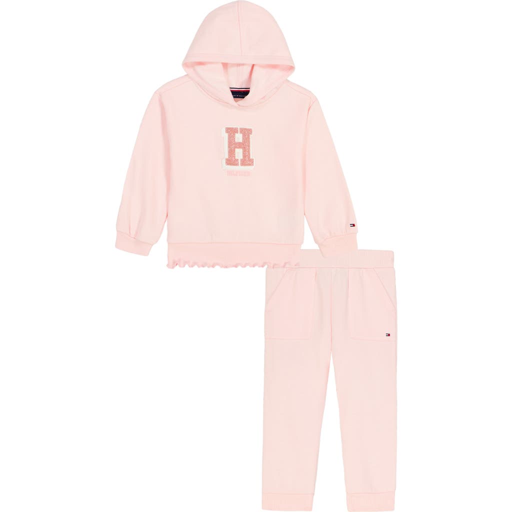 Tommy Hilfiger Initial Patch Fleece Hoodie & Joggers Set In Pink
