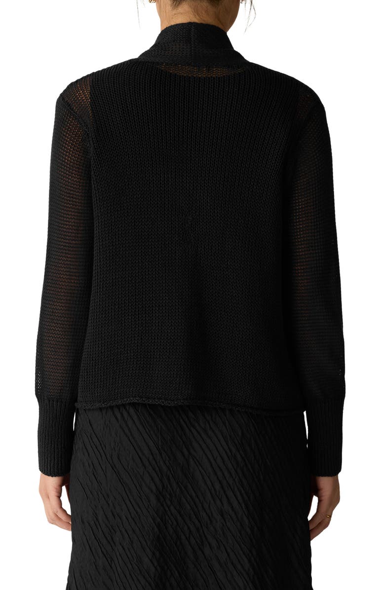 Eileen Fisher Open Front Organic Cotton Cardigan, Alternate, color, Black