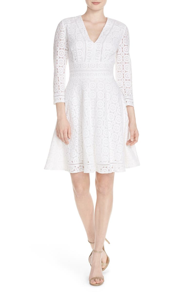 Eliza J Lace Fit & Flare Dress, Alternate, color,