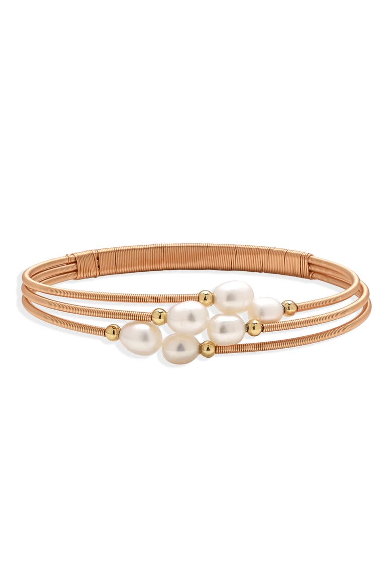 Avalon Freshwater Pearl Coil Bracelet, Main, color, GOLD
