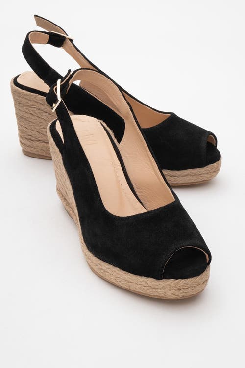 Forever & Always Shoes Ryan Suede Leather Espadrilles In Black Suede Leather