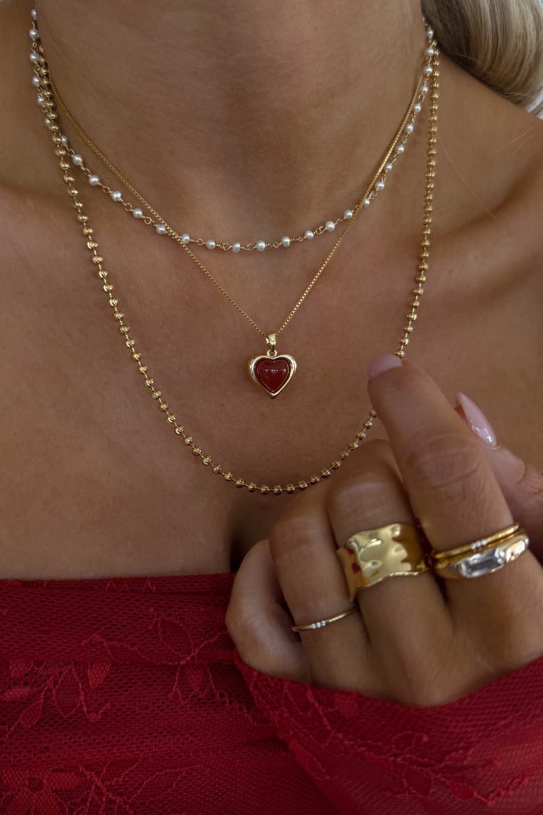 Sacred Heart Necklace, Alternate, color, Red Carnelian