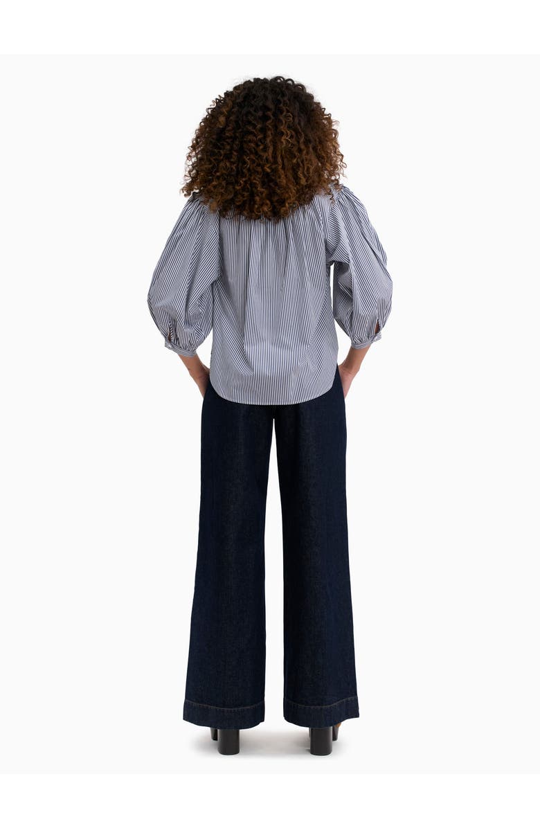 Rebecca Taylor Joselene Poplin Blouse, Alternate, color, Navy Stripe