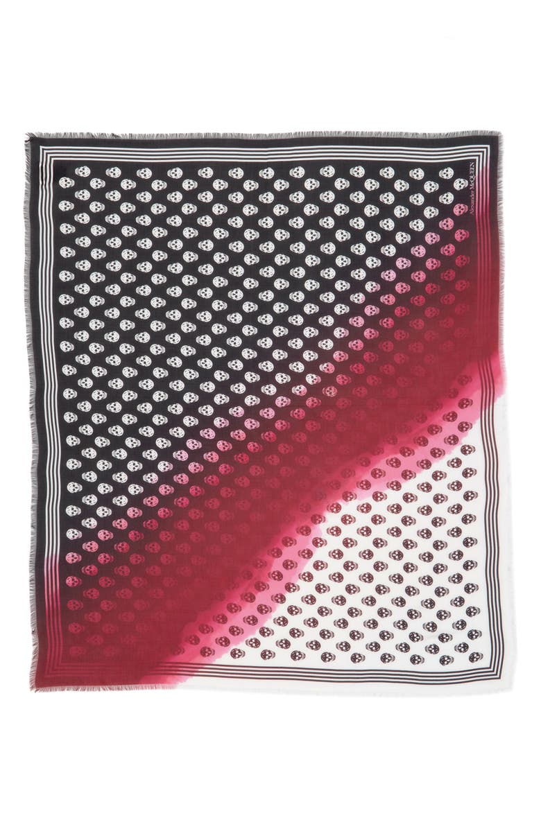 McQueen Alexander McQueen Skull Print Dip Dye Scarf, Alternate, color, 