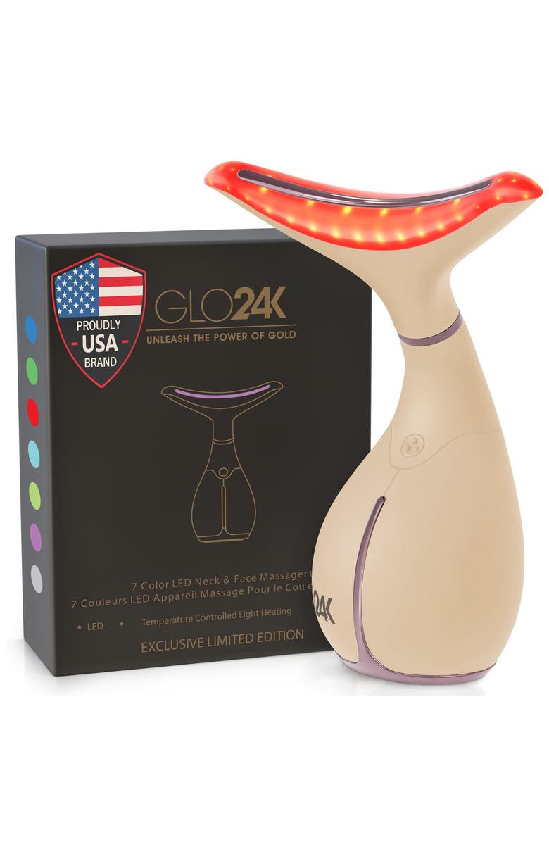 GLO24K UNLEASH THE POWER OF GOLD 7 Color LED Neck and Face Beauty Device - Limited Edition, Main, color, Na