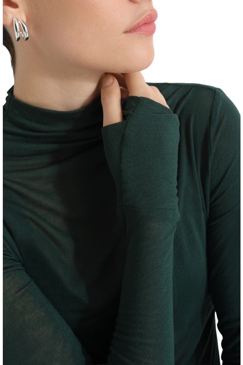 Arden Asymmetric Pleated Jersey Top, Alternate, color, FOREST GREEN