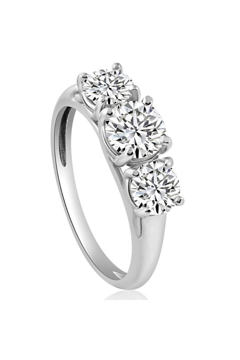 1 3/4 Ct Three Stone Diamond Engagement Ring 10K Gold Lab Grown, Alternate, color, 10k White Gold