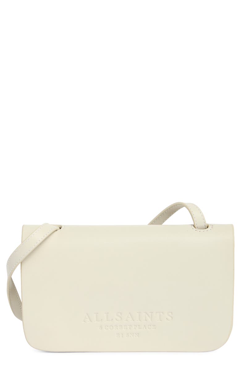 AllSaints Ludivene Crossbody Leather Wallet, Main, color, Pampas White